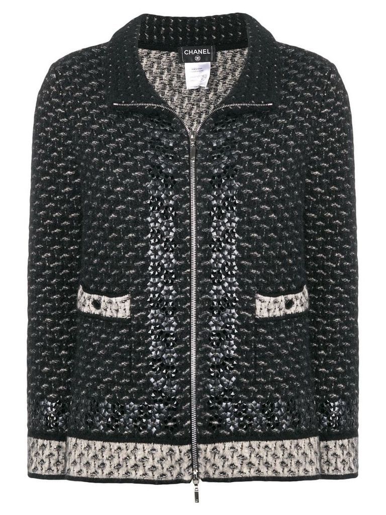 Chanel Pre-Owned standing collar knitted jacket - Black