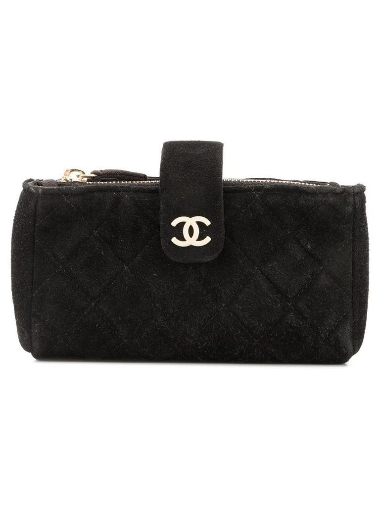 Chanel Pre-Owned diamond quilted makeup bag - Black