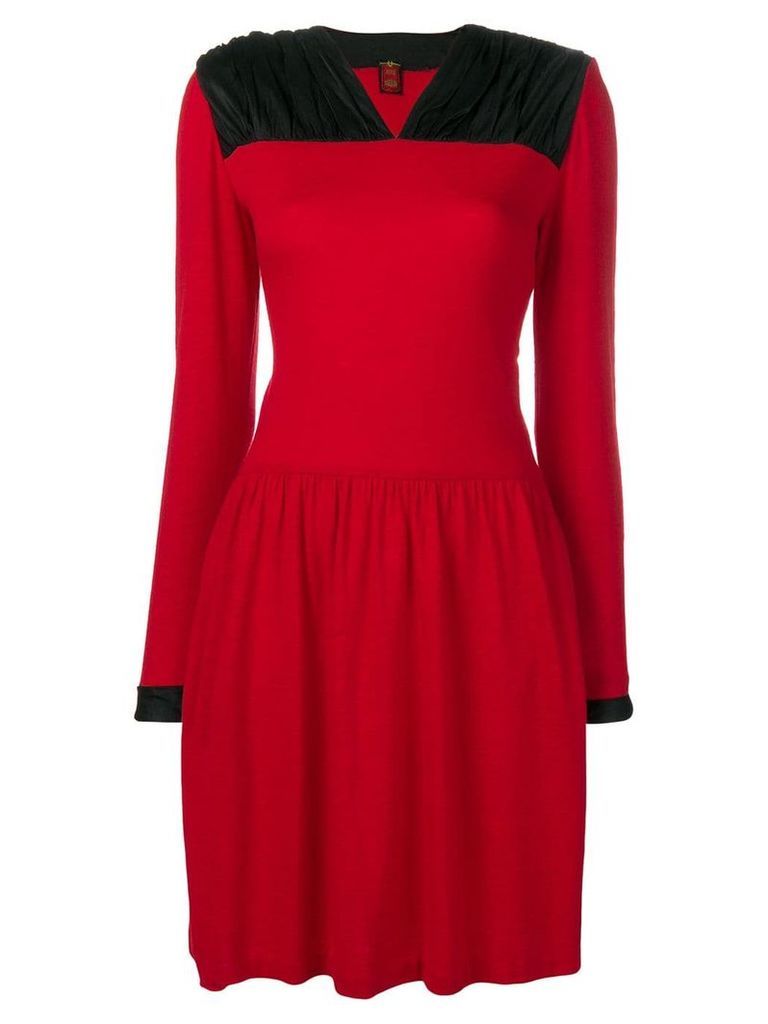 Ritz Saddler Vintage ruched panel shoulder dress - Red