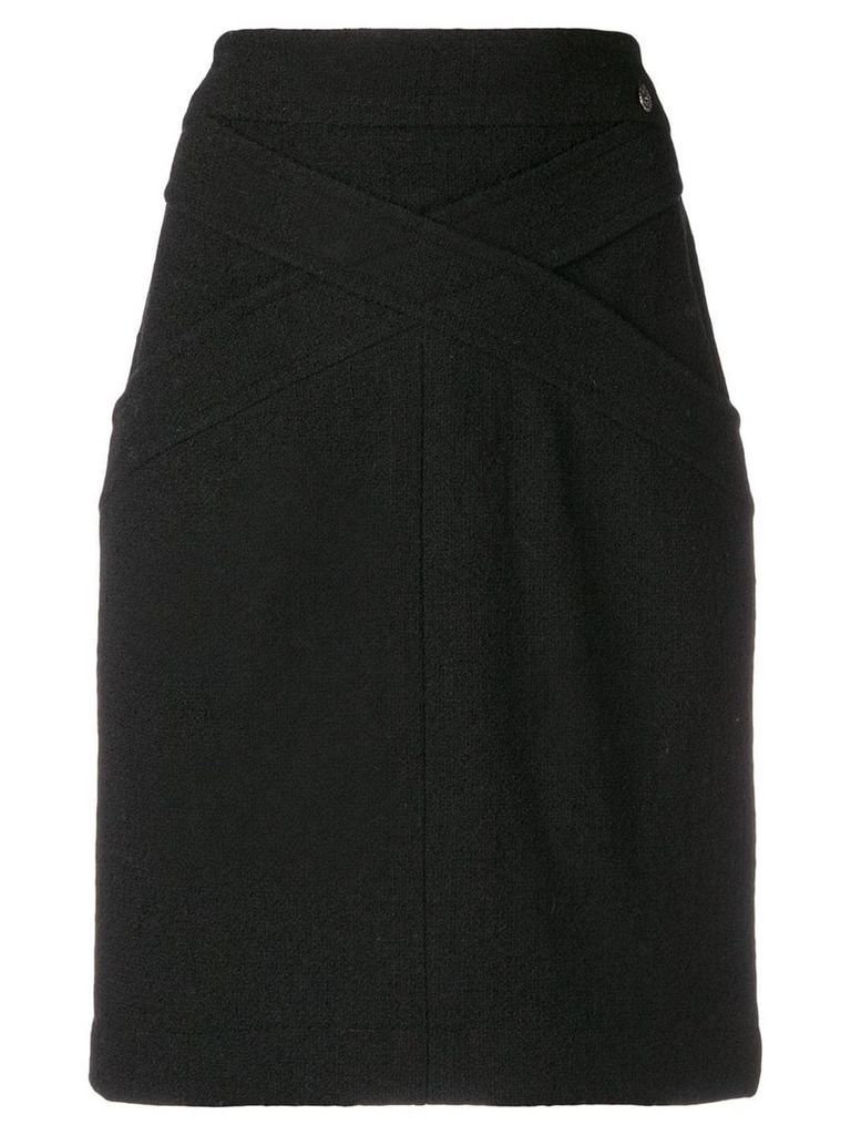 Chanel Pre-Owned crisscross detail fitted skirt - Black