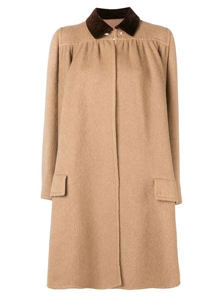 Valentino Pre-Owned 1970's draped flared coat - NEUTRALS