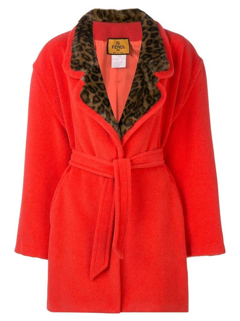 Fendi Pre-Owned 1980's leopard detail coat - ORANGE