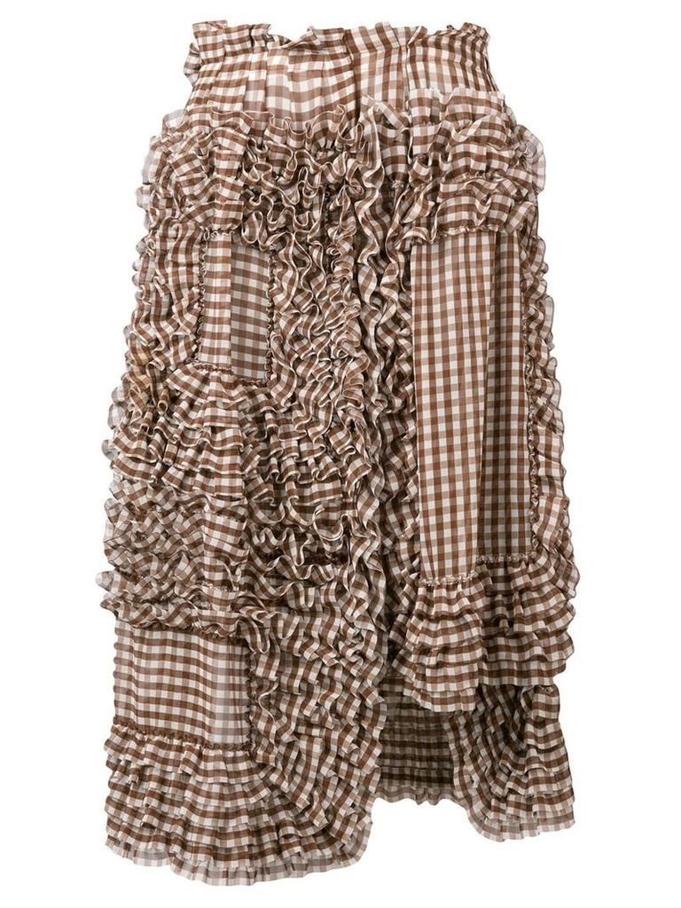 Comme Des Garçons Pre-Owned gingham frilled skirt - Brown