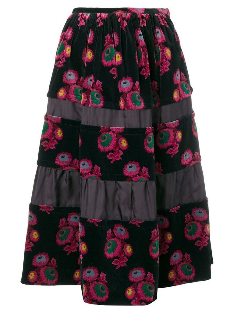 Comme Des Garçons Pre-Owned floral print velvet skirt - Black