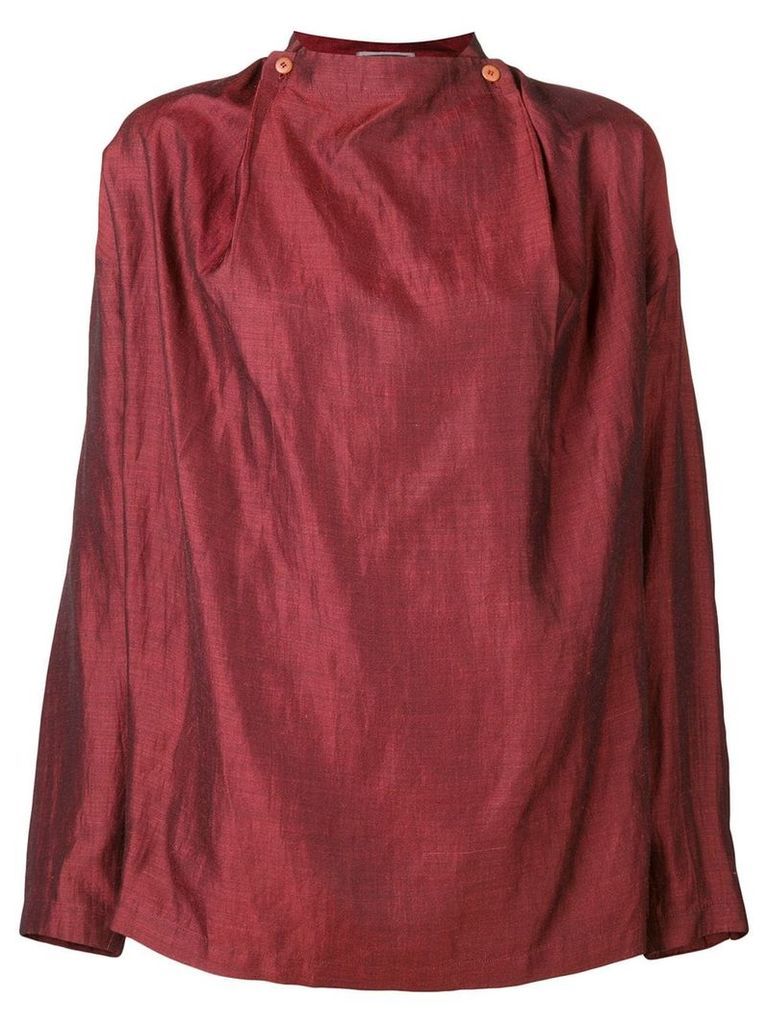 Issey Miyake Pre-Owned 1980's collarless shirt - Red