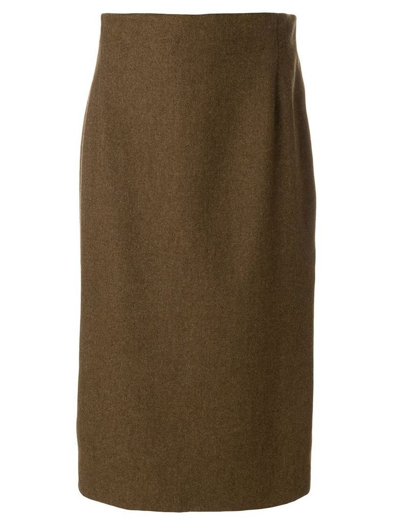 Krizia Pre-Owned straight midi skirt - Brown