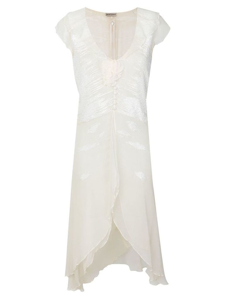 Giorgio Armani Pre-Owned beaded ruffled dress - White