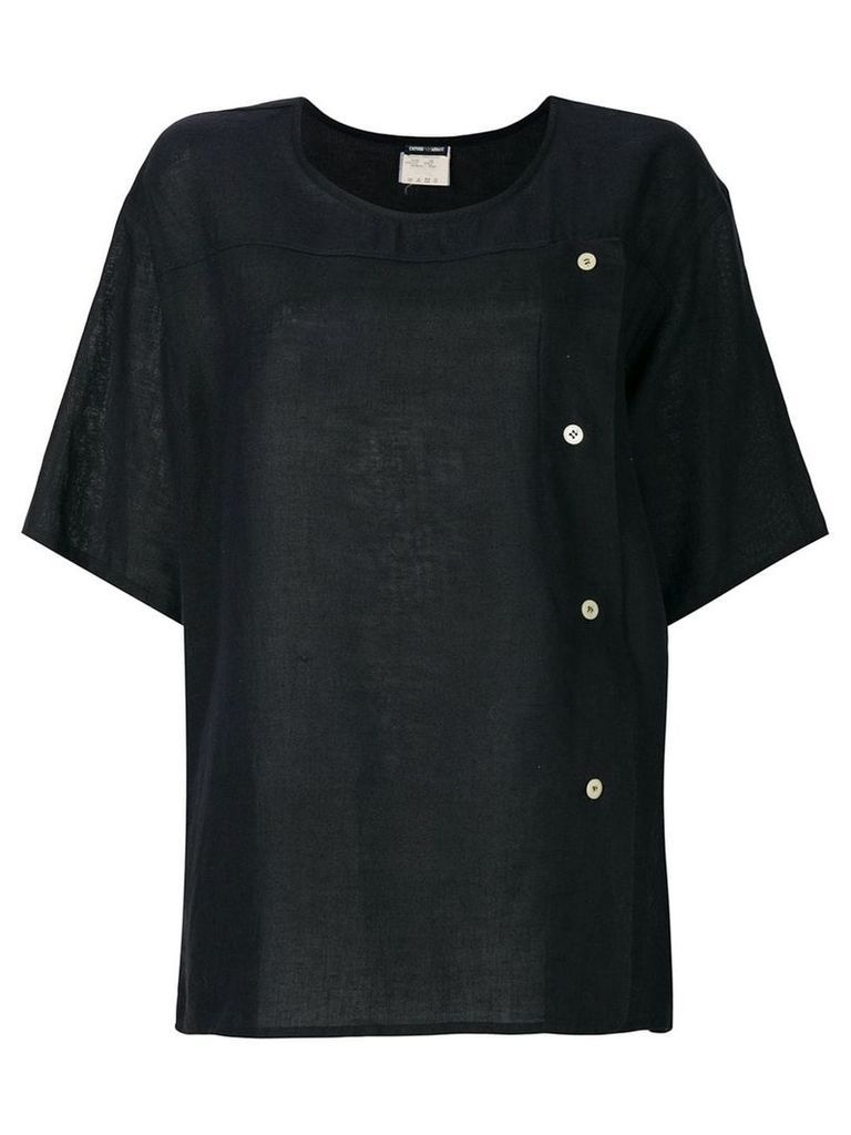 Giorgio Armani Pre-Owned buttoned crew neck T-shirt - Black