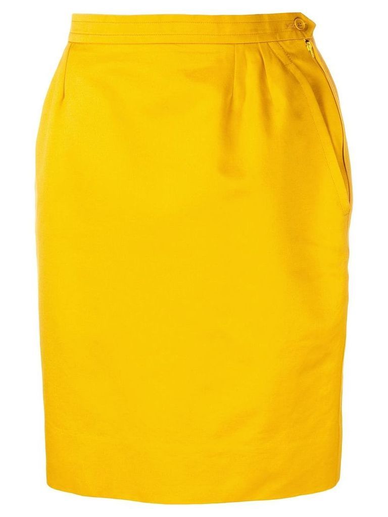 Yves Saint Laurent Pre-Owned high rise straight skirt - Yellow