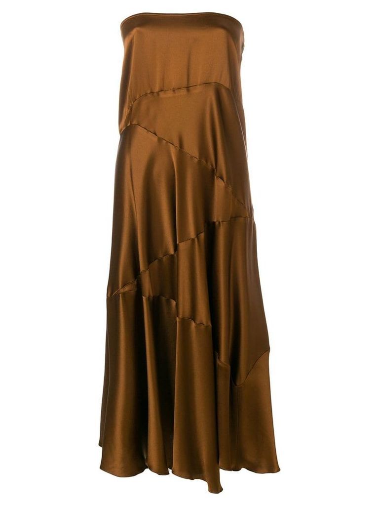 Romeo Gigli Pre-Owned strapless flared midi dress - Brown