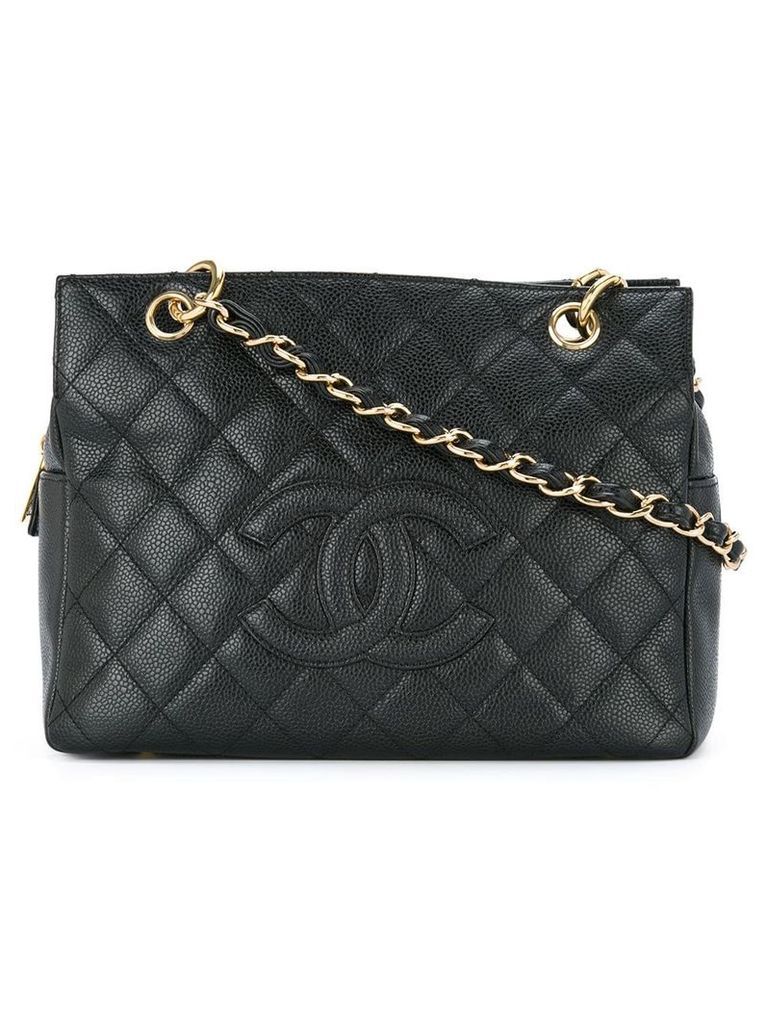 Chanel Pre-Owned 2002-2003 quilted logo shoulder bag - Black
