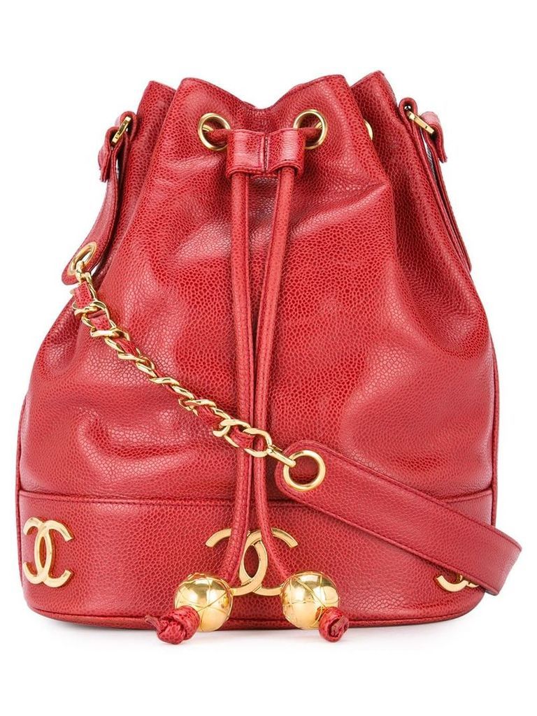 Chanel Pre-Owned 1994-1996 logo drawstring shoulder bag - Red