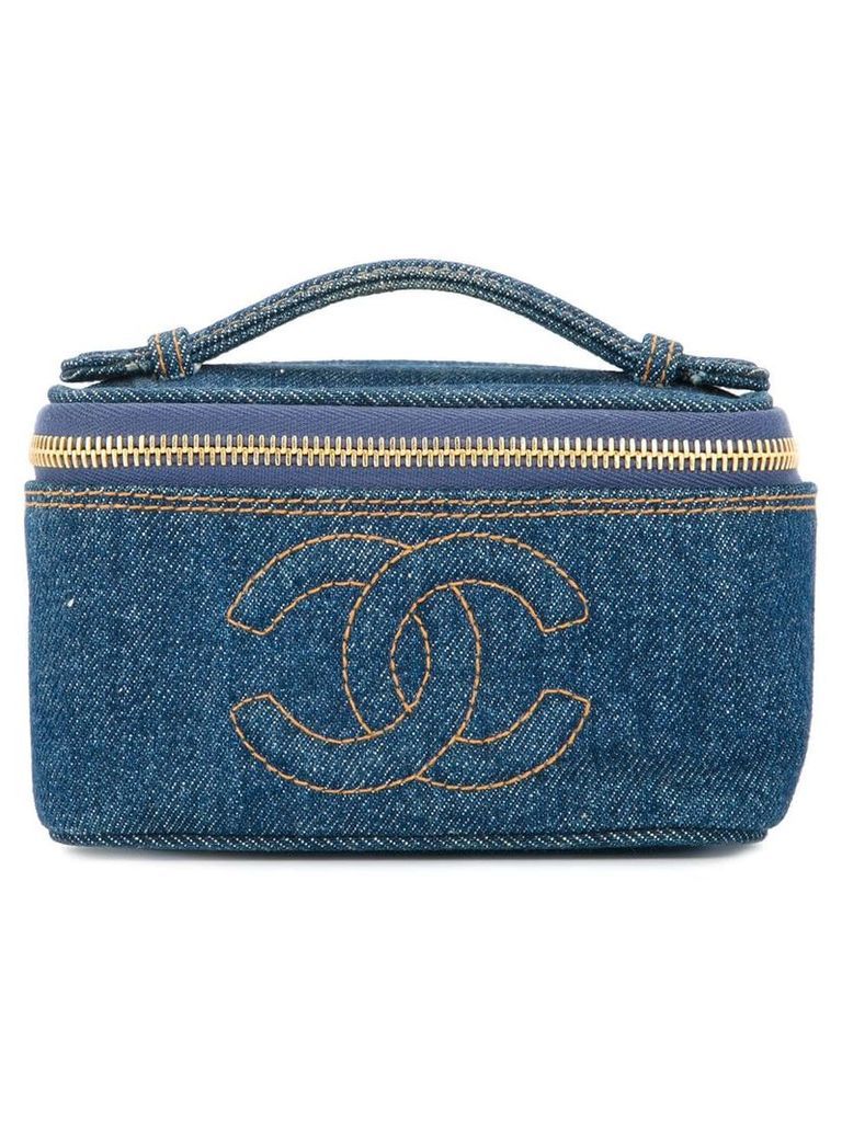 Chanel Pre-Owned 1996-1997 denim CC logo cosmetic handbag - Blue