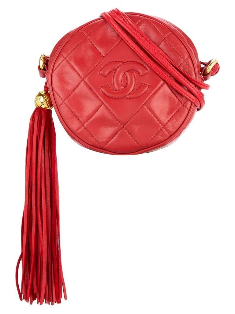 Chanel Pre-Owned 1989-1991 quilted fringed logo bag - Red