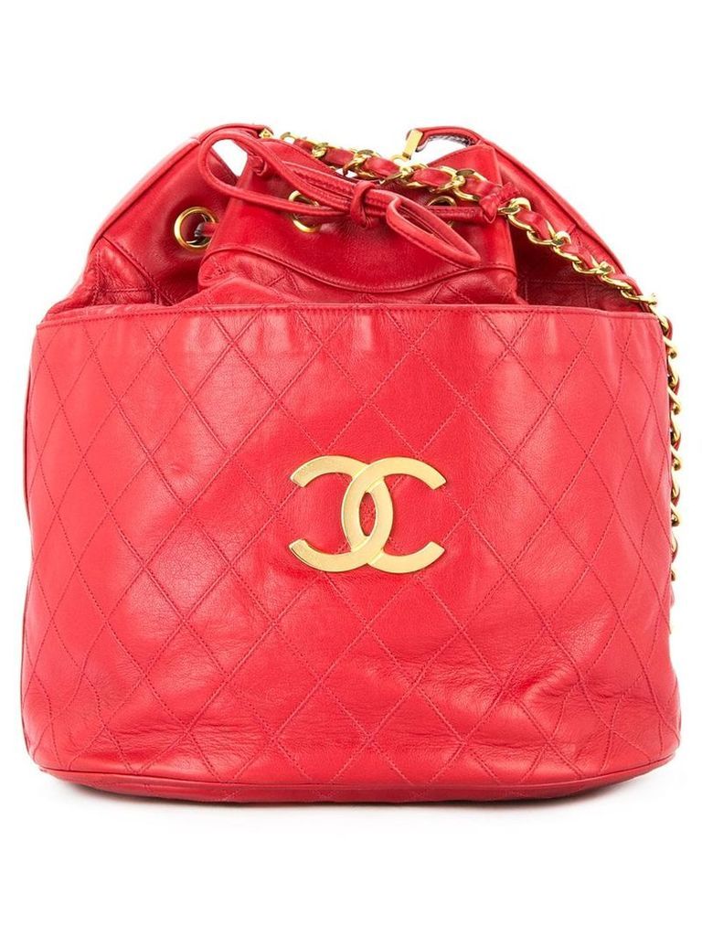 Chanel Pre-Owned 1989-1991 quilted drawstring shoulder bag - Red