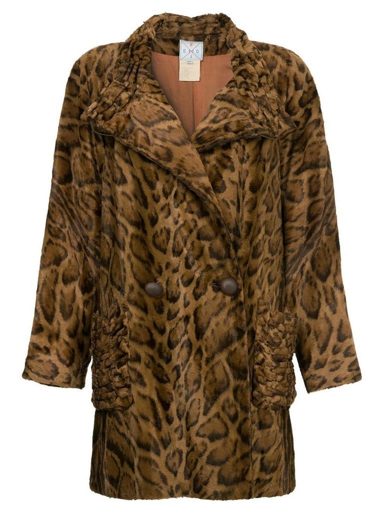 Fendi Pre-Owned faux leopard fur coat - Brown