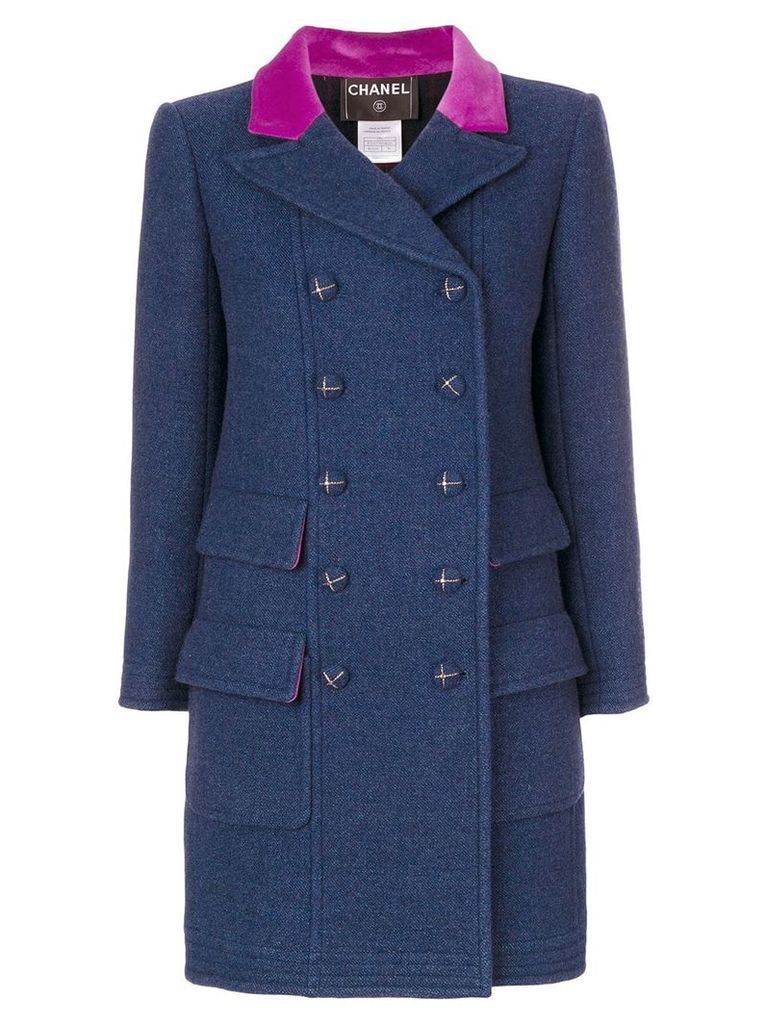 Chanel Pre-Owned 2007 double-breasted coat - Blue