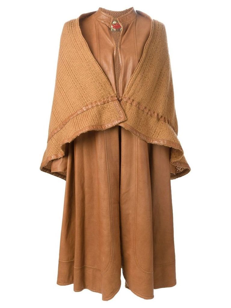 Roberta di Camerino Pre-Owned layered long coat - NEUTRALS