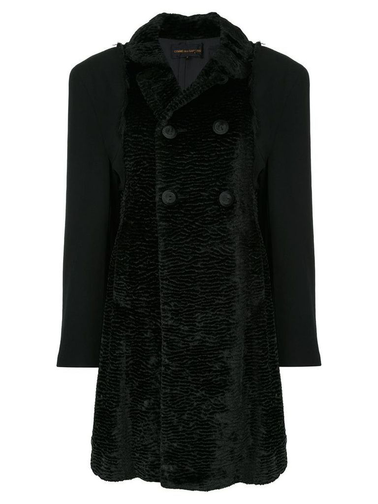 Comme Des Garçons Pre-Owned textured double-breasted coat - Black