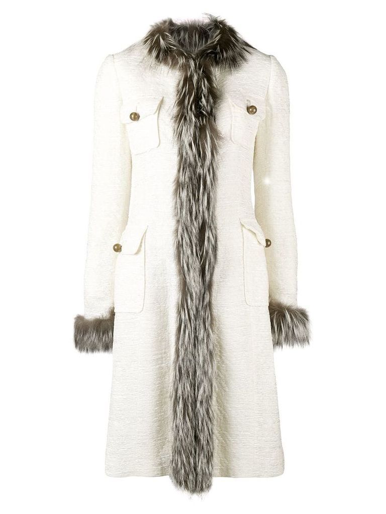 Dolce & Gabbana Pre-Owned trimmed midi coat - NEUTRALS