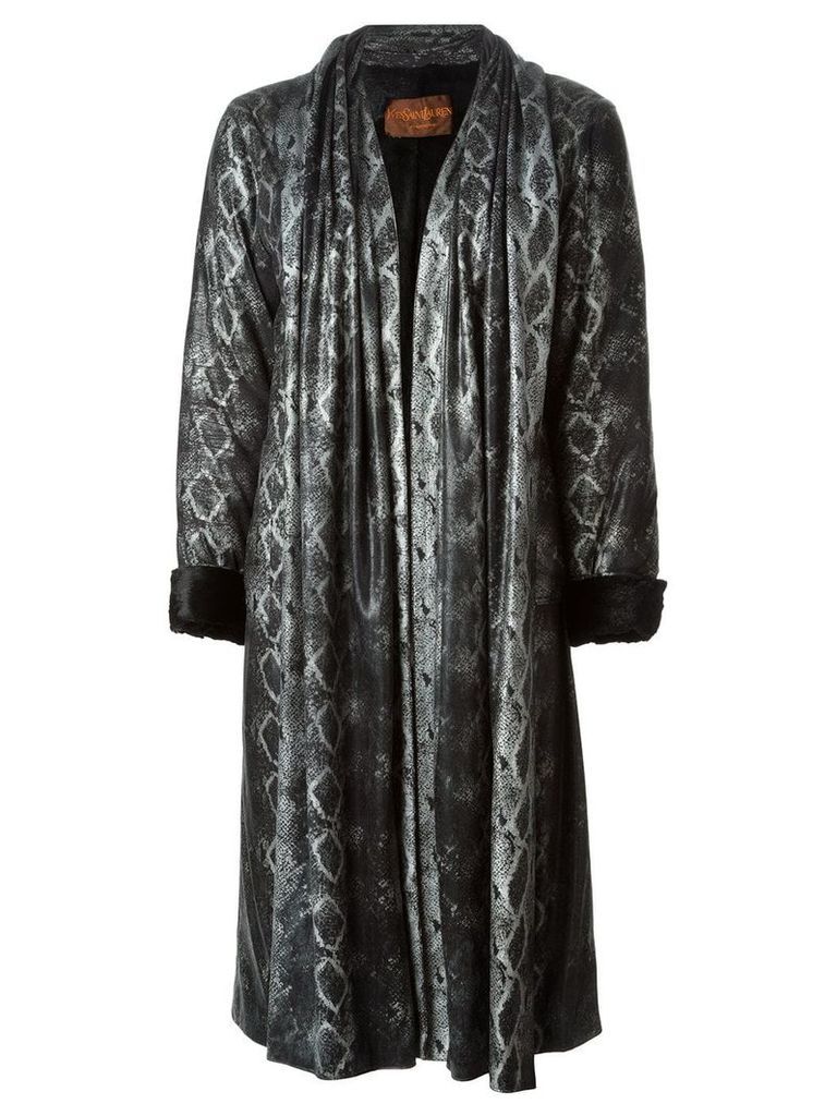 Yves Saint Laurent Pre-Owned snakeskin print coat - Black