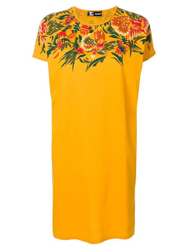 Kansai Yamamoto Pre-Owned flower design T-shirt dress - ORANGE