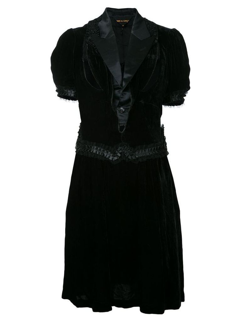 Comme Des Garçons Pre-Owned satin lapel velvet dress - Black