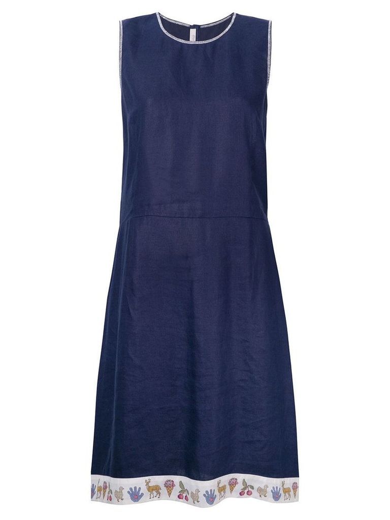 Miu Miu Pre-Owned printed trim dress - Blue