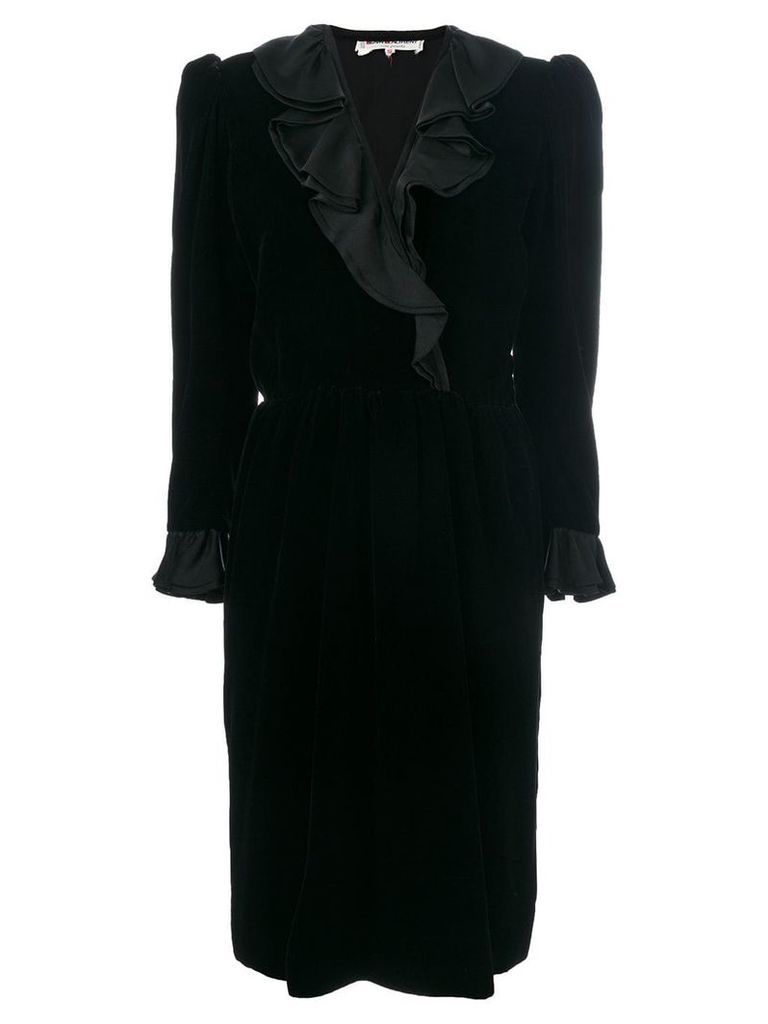 Yves Saint Laurent Pre-Owned long-sleeve ruffle dress - Black