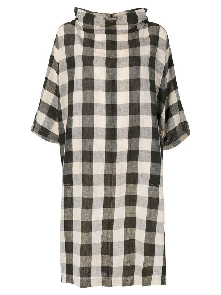 Issey Miyake Pre-Owned cowl neck check dress - Brown