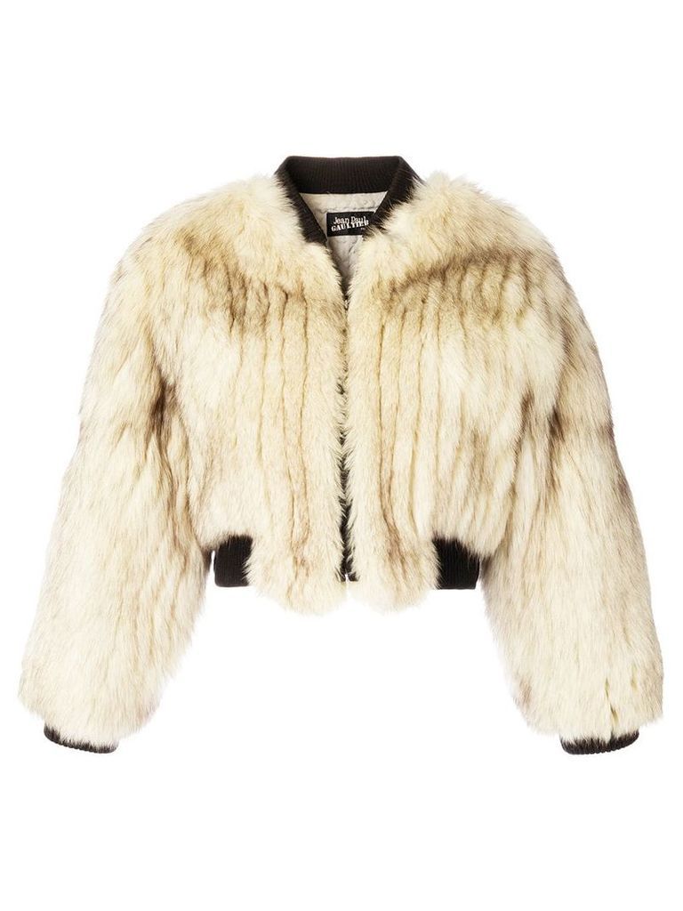 Jean Paul Gaultier Pre-Owned fox fur bomber jacket - NEUTRALS