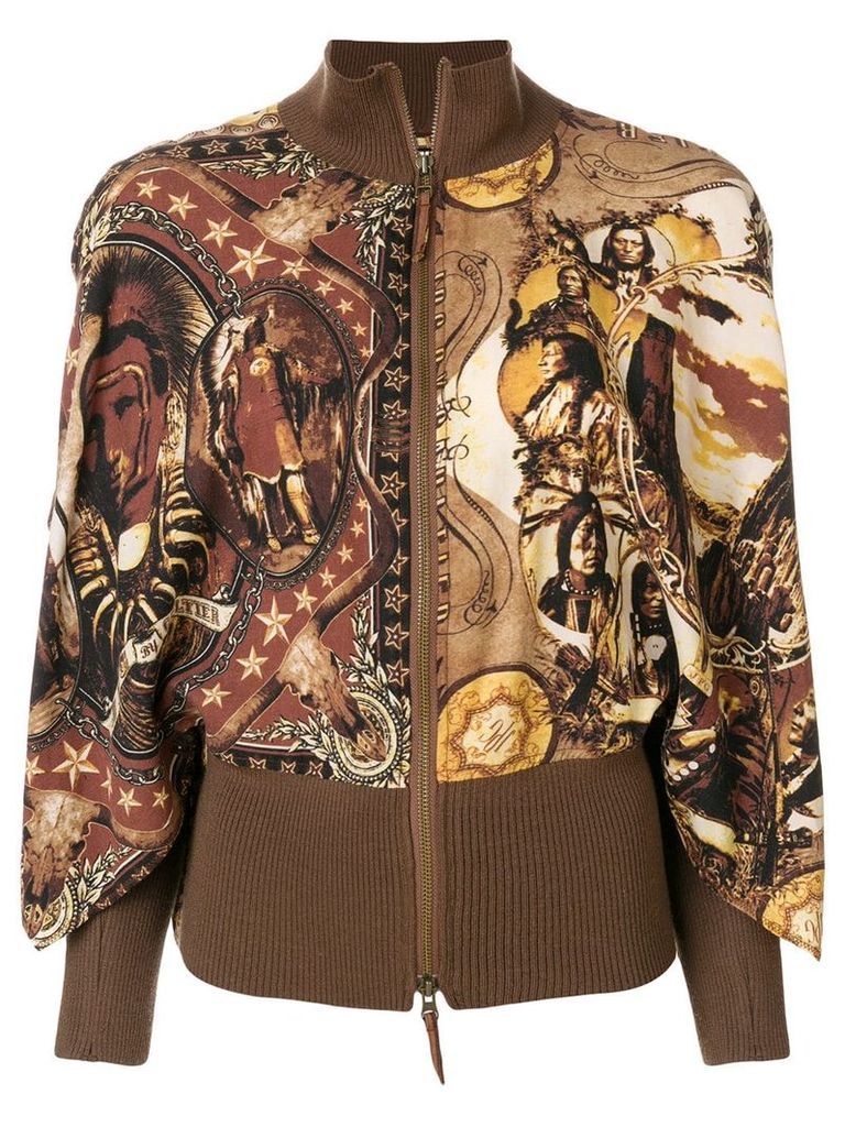 Jean Paul Gaultier Pre-Owned ribbed detail printed jacket - Brown