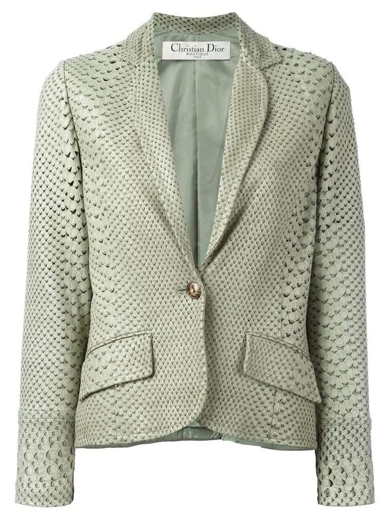 Christian Dior pre-owned perforated snakeskin effect jacket - Green