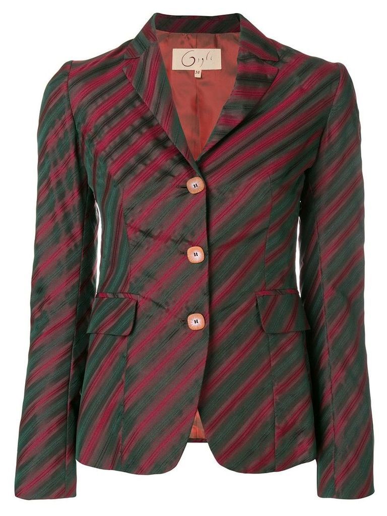 Romeo Gigli Pre-Owned diagonal striped blazer - Green