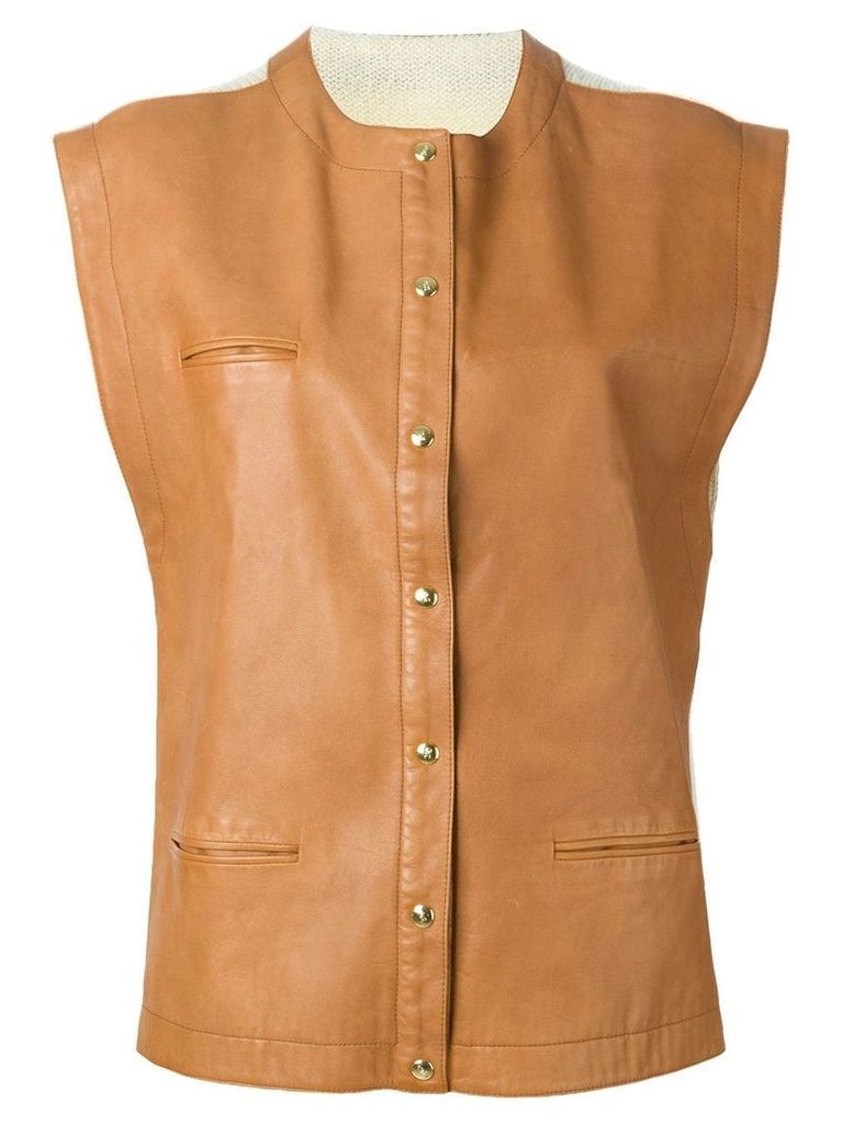 Roberta di Camerino Pre-Owned leather panel waistcoat - NEUTRALS