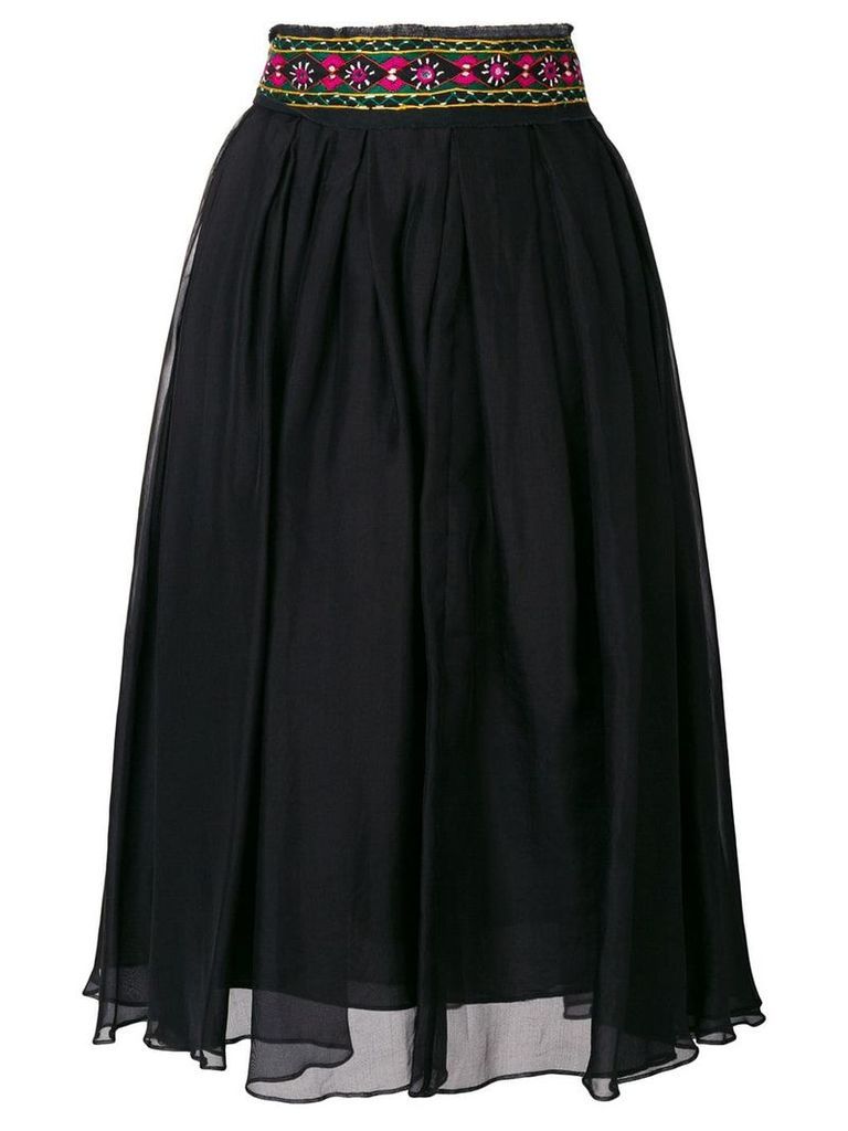 Romeo Gigli Pre-Owned embroidered midi skirt - Black