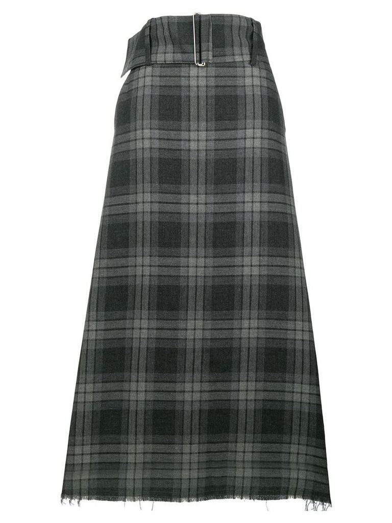 Yohji Yamamoto Pre-Owned long check skirt - Grey