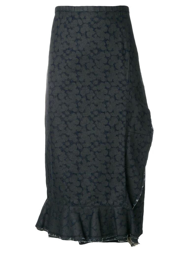 Comme Des Garçons Pre-Owned wrap denim printed skirt - Blue