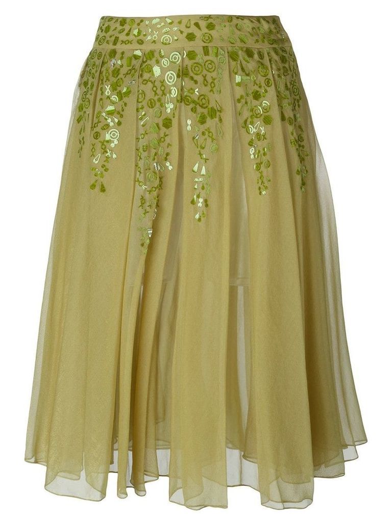 Romeo Gigli Pre-Owned embellished pleated skirt - Green