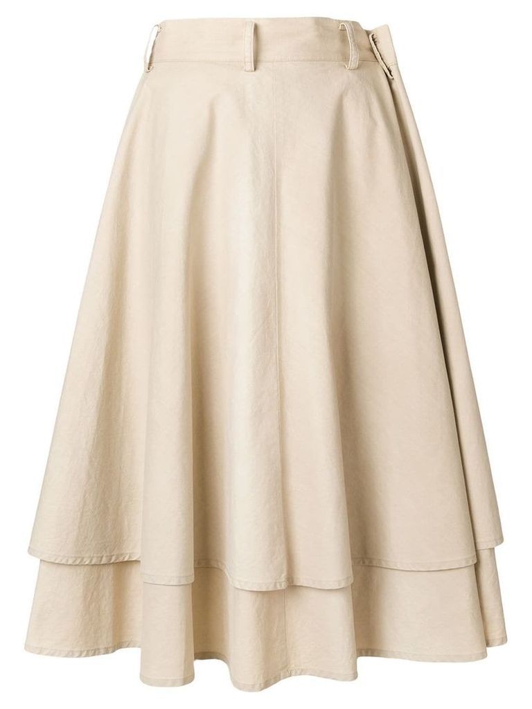 Yohji Yamamoto Pre-Owned double-layered full skirt - Neutrals