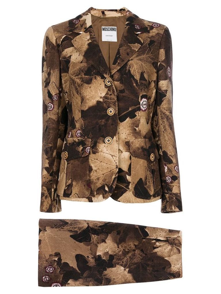 Moschino Pre-Owned leaf print skirt suit - Brown