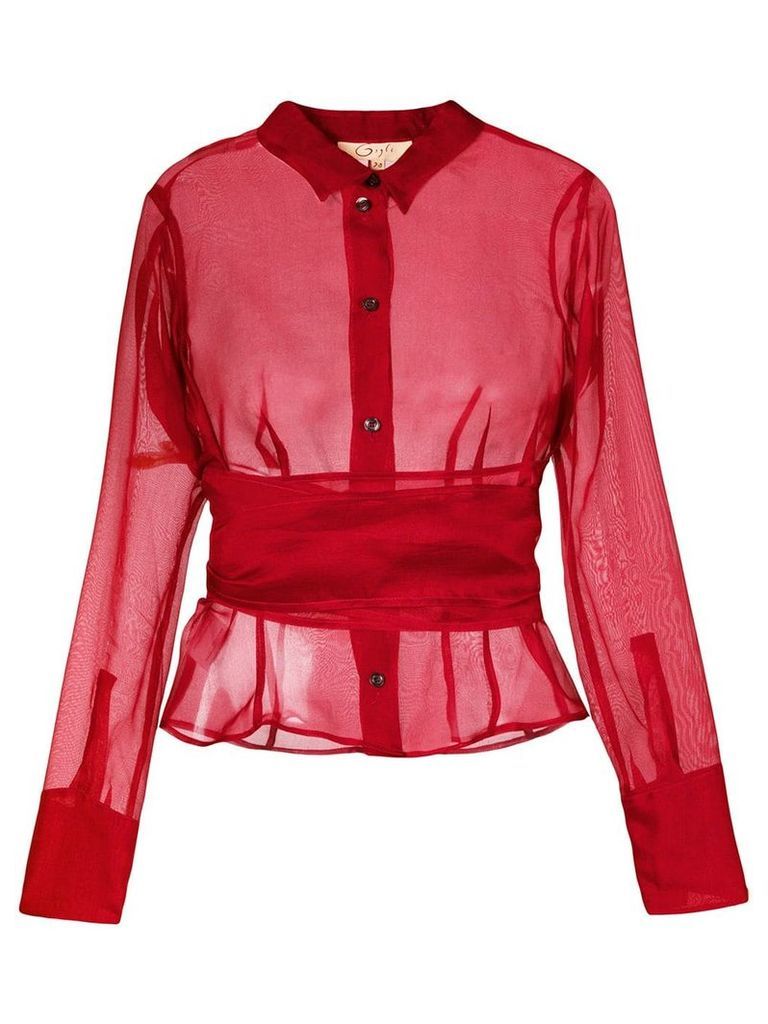 Romeo Gigli Pre-Owned belted sheer shirt - Red