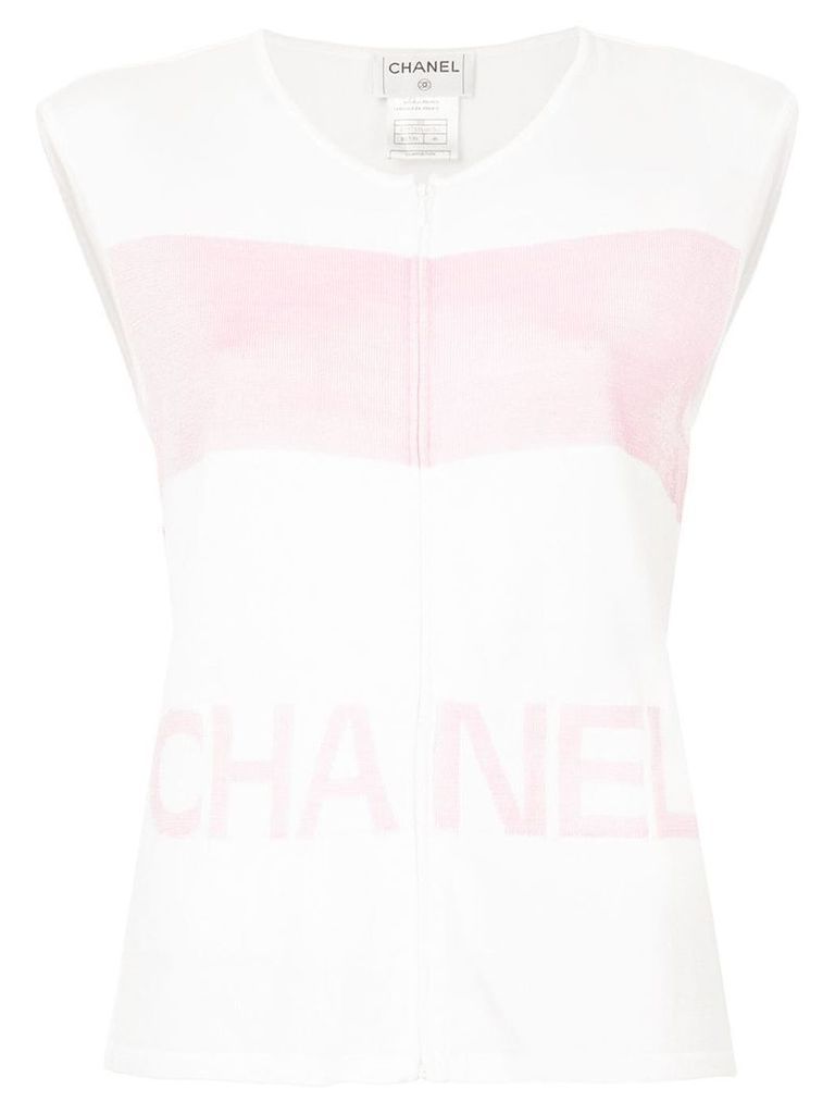 Chanel Pre-Owned logo zipped blouse - White