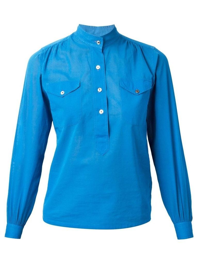 Yves Saint Laurent Pre-Owned mandarin collar blouse - Blue