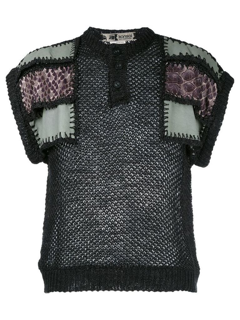 Kansai Yamamoto Pre-Owned knit patches top - Black