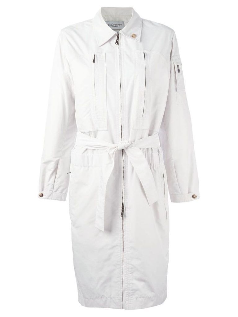 Yves Saint Laurent Pre-Owned zipped up trench coat - White