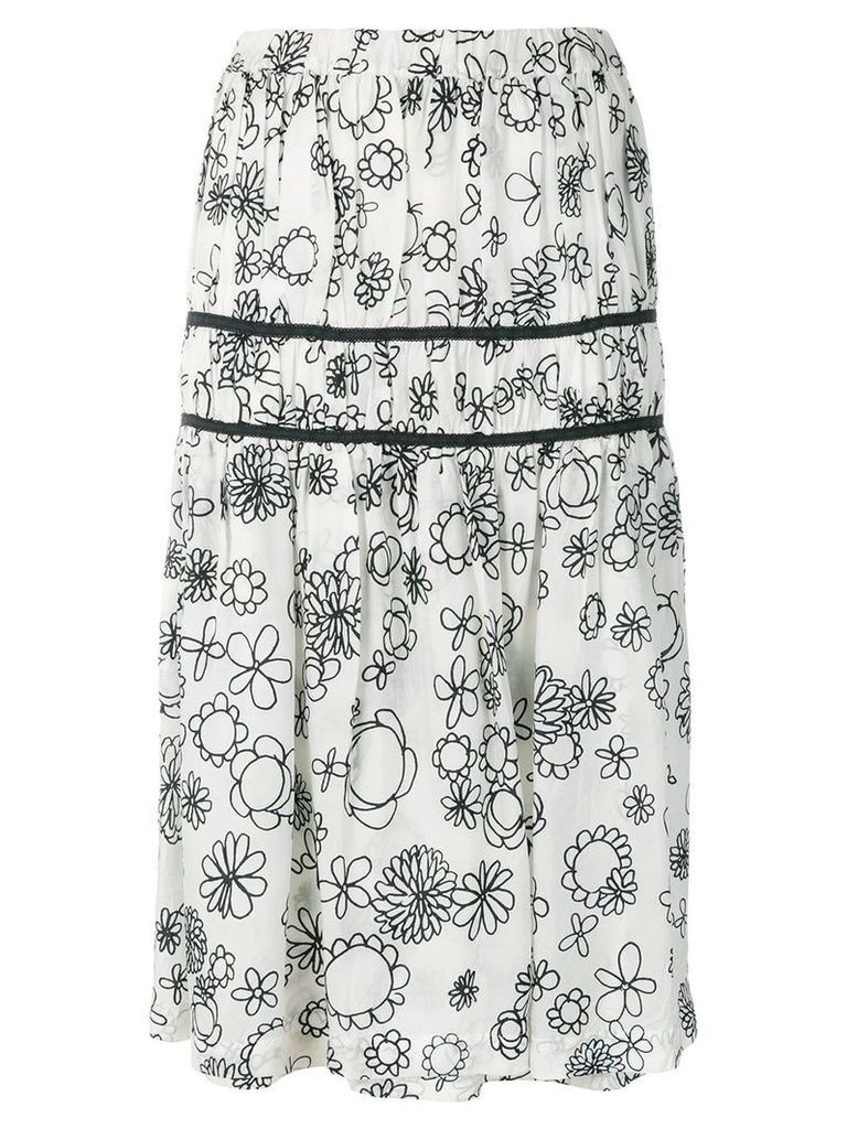 Comme Des Garçons Pre-Owned floral gathered skirt - White