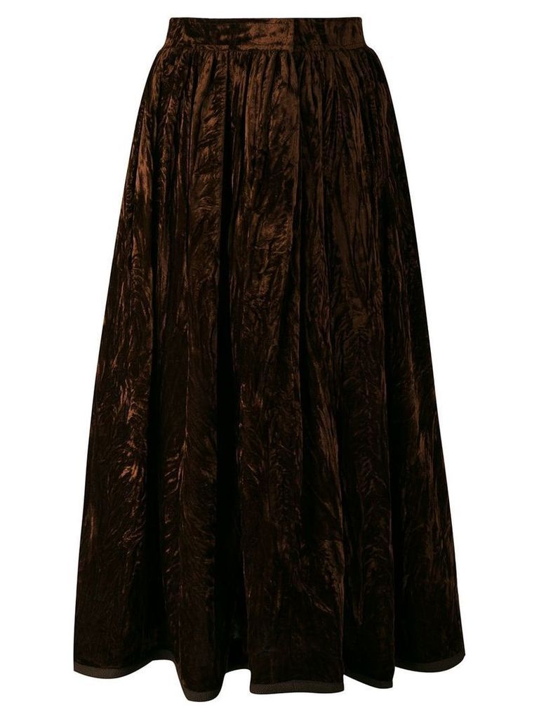 Yves Saint Laurent Pre-Owned crushed velvet skirt - Brown