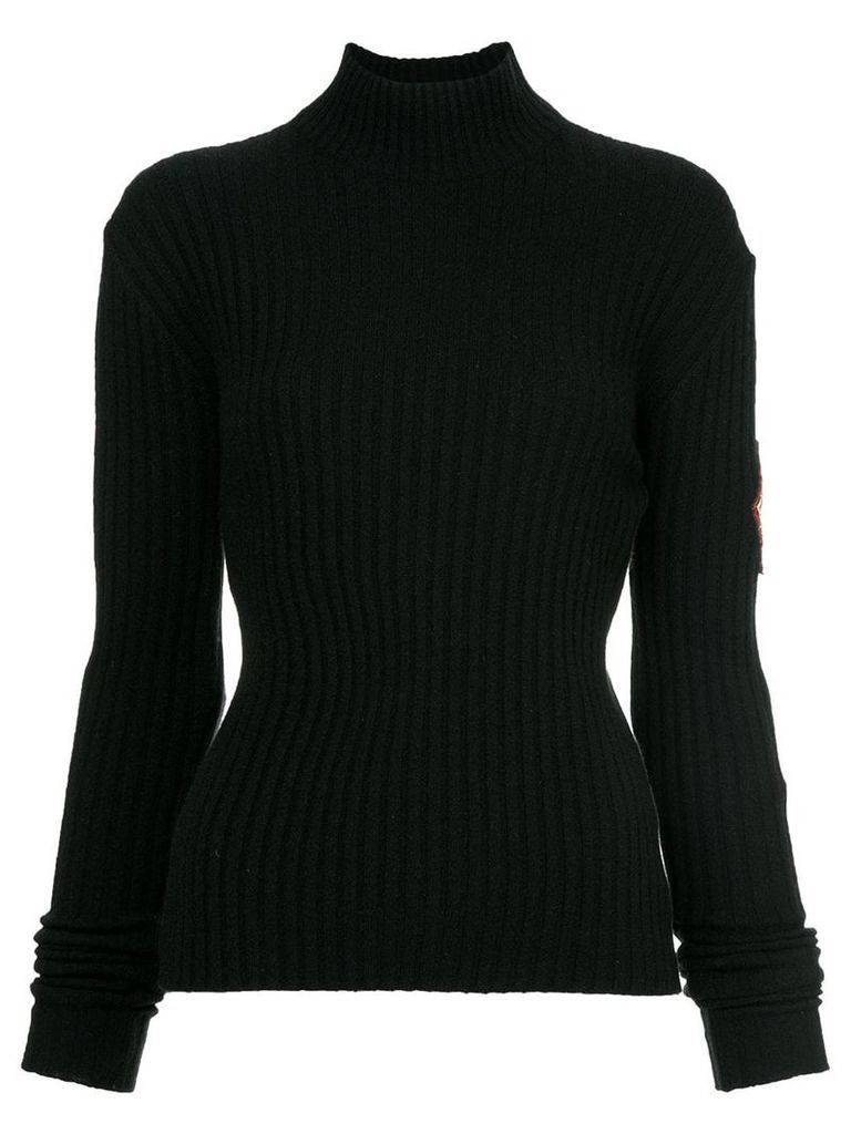 Chanel Pre-Owned patch sleeve knit top - Black