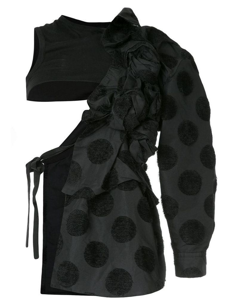 Comme Des Garçons Pre-Owned flocked dots deconstructed coat - Black